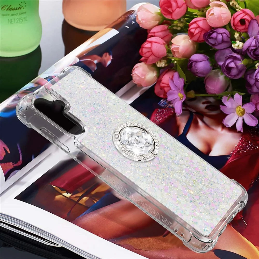 For Samsung Galaxy A54 5G TPU Case with Kickstand Quicksand Shockproof Cover - Laser  /  Hearts - 7