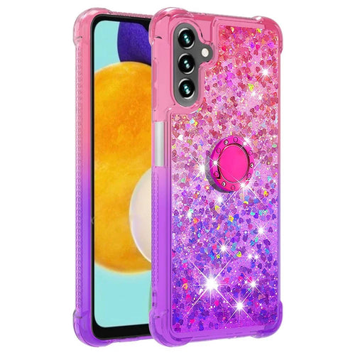 TPU Phone Case For Samsung Galaxy A54 5G TPU Case with Kickstand Gradiant Quicksand Shockproof Cover - Pink  /  Purple - 1