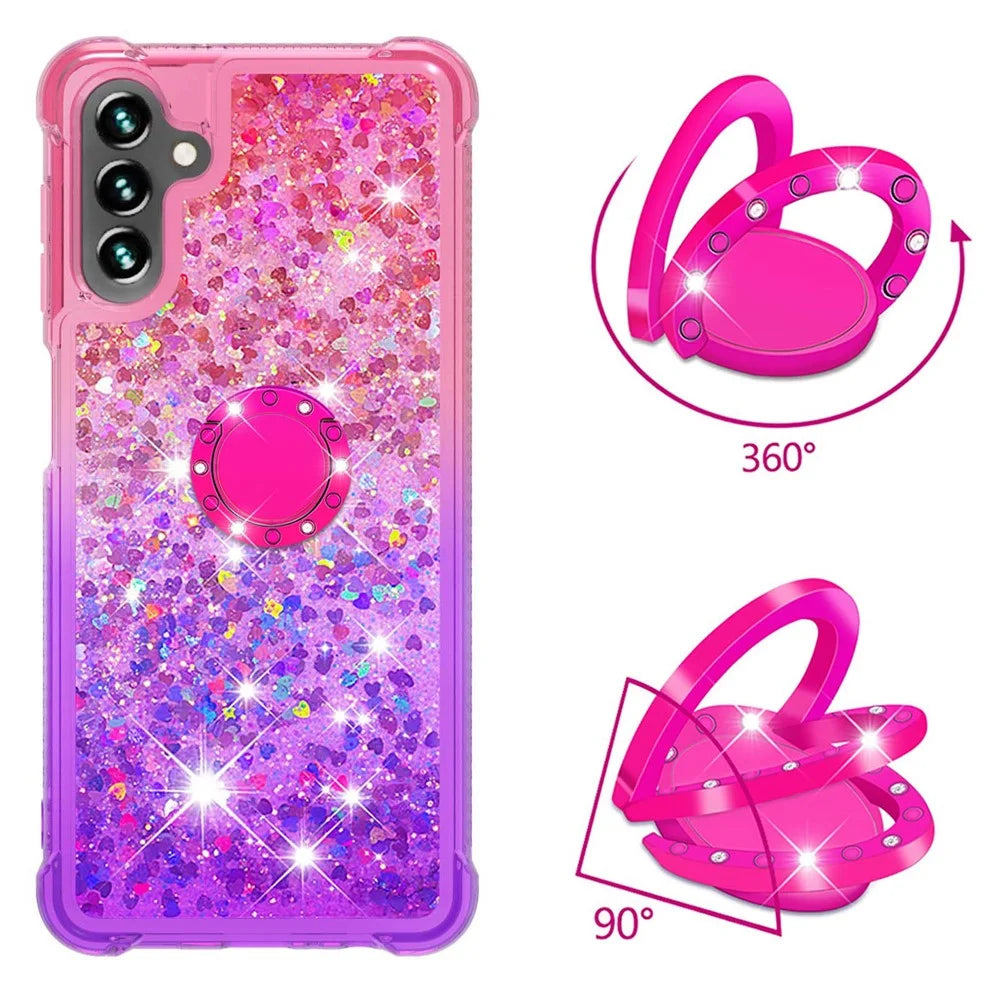 TPU Phone Case For Samsung Galaxy A54 5G TPU Case with Kickstand Gradiant Quicksand Shockproof Cover - Pink  /  Purple - 2
