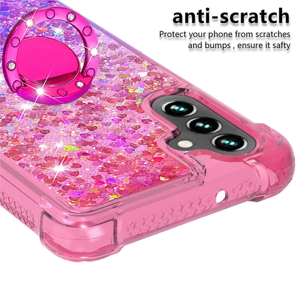 TPU Phone Case For Samsung Galaxy A54 5G TPU Case with Kickstand Gradiant Quicksand Shockproof Cover - Pink  /  Purple - 3