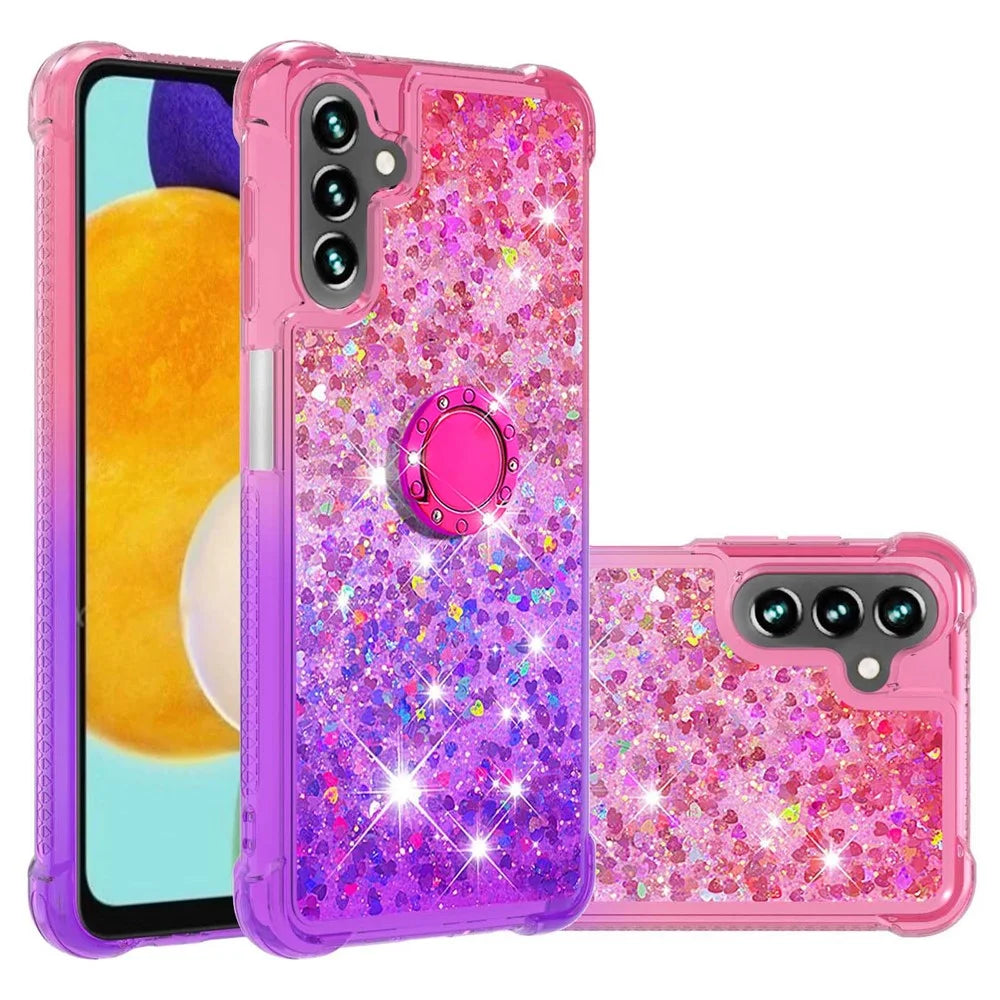 TPU Phone Case For Samsung Galaxy A54 5G TPU Case with Kickstand Gradiant Quicksand Shockproof Cover - Pink  /  Purple - 7