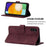 For Samsung Galaxy A54 5G Leather Case with Hand Strap Wallet Stand Phone Cover - Wine Red - 3