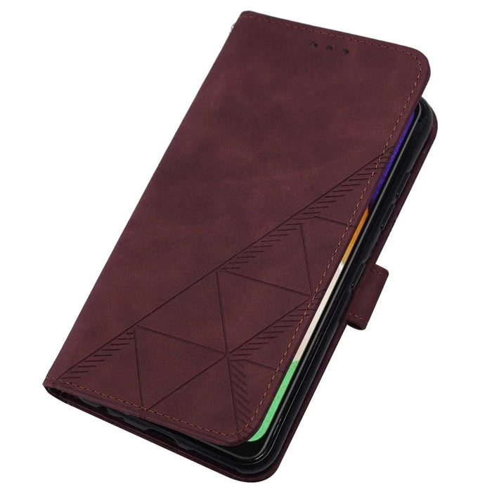 For Samsung Galaxy A54 5G Leather Case with Hand Strap Wallet Stand Phone Cover - Wine Red - 4