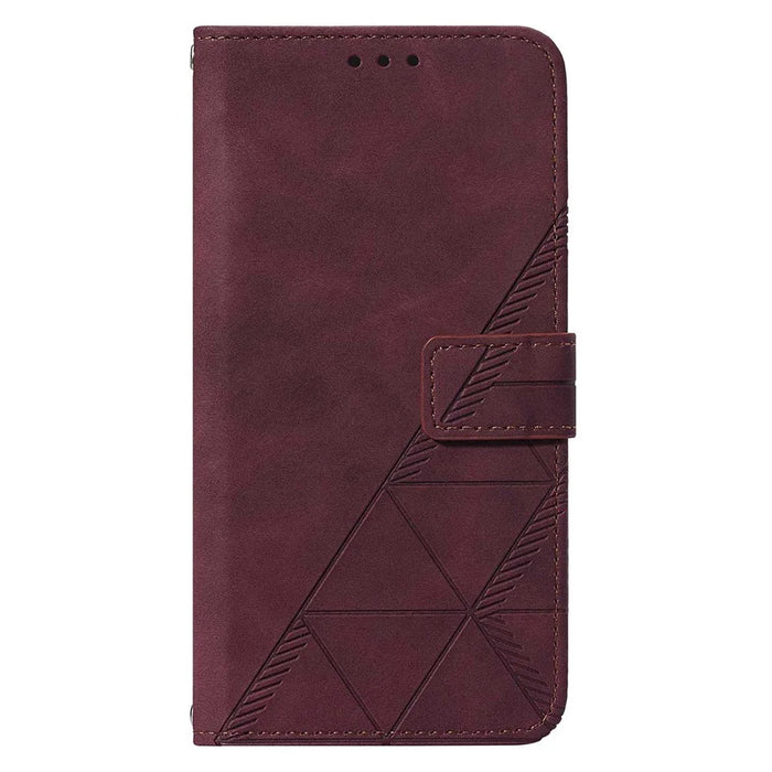For Samsung Galaxy A54 5G Leather Case with Hand Strap Wallet Stand Phone Cover - Wine Red - 5
