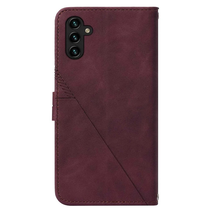 For Samsung Galaxy A54 5G Leather Case with Hand Strap Wallet Stand Phone Cover - Wine Red - 6