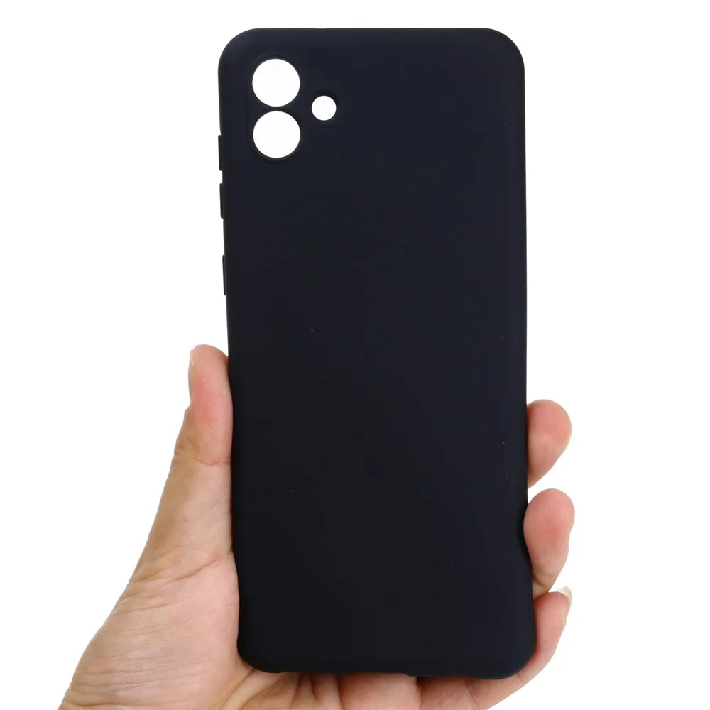 For Samsung Galaxy A04e 4G / F04 4G / M04 4G Soft Silicone Phone Case Anti-scratch Protective Back Cover with Strap - Black - 4