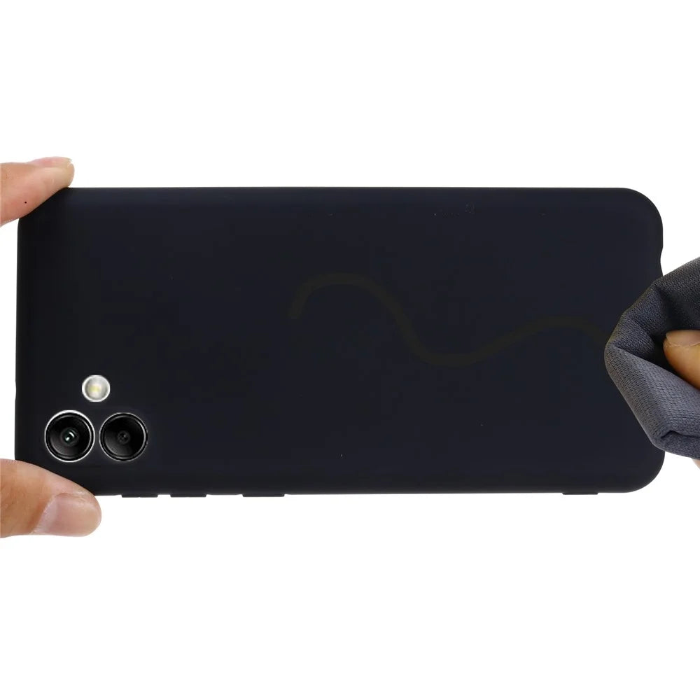 For Samsung Galaxy A04e 4G / F04 4G / M04 4G Soft Silicone Phone Case Anti-scratch Protective Back Cover with Strap - Black - 5