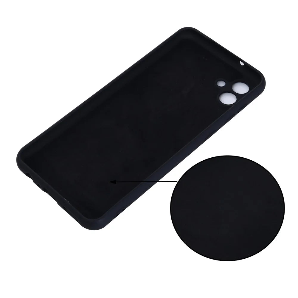 For Samsung Galaxy A04e 4G / F04 4G / M04 4G Soft Silicone Phone Case Anti-scratch Protective Back Cover with Strap - Black - 6