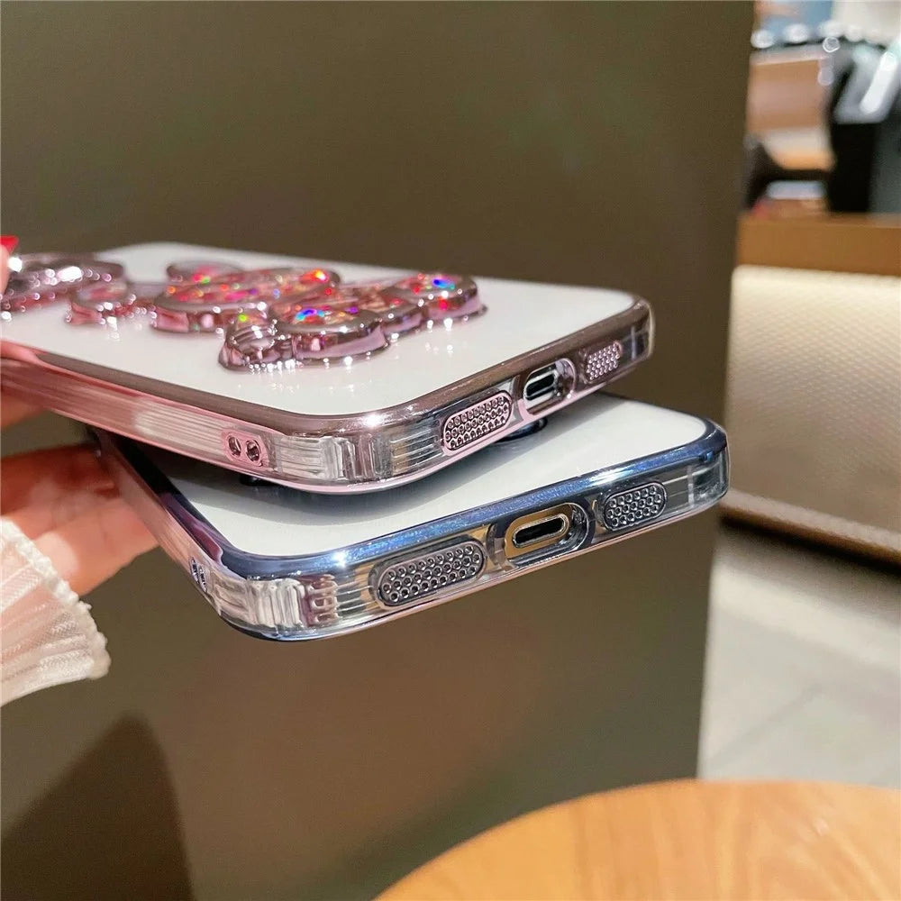 For iPhone 12 Pro Max 6.7 inch Lovely Quicksand Rabbit Design Bump Proof Back Case Electroplating TPU Cover with Tempered Glass Lens Film - Black - 7