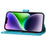 For iPhone 14 Plus R61 Texture Felled Seam PU Leather + TPU Viewing Stand Phone Case Pattern Imprinted Wallet Cover - Blue - 3
