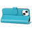 For iPhone 14 Plus R61 Texture Felled Seam PU Leather + TPU Viewing Stand Phone Case Pattern Imprinted Wallet Cover - Blue - 4