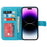 For iPhone 14 Pro Max R61 Texture Felled Seam PU Leather + TPU Hands-free Stand Phone Case Pattern Imprinted Wallet Cover - Blue - 2