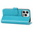 For iPhone 14 Pro Max R61 Texture Felled Seam PU Leather + TPU Hands-free Stand Phone Case Pattern Imprinted Wallet Cover - Blue - 4