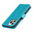 For iPhone 14 Pro Max R61 Texture Felled Seam PU Leather + TPU Hands-free Stand Phone Case Pattern Imprinted Wallet Cover - Blue - 7