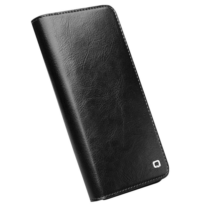 QIALINO For Samsung Galaxy S23 Genuine Leather Phone Case Drop-Proof Flip Cover Wallet Stand - Black - 4