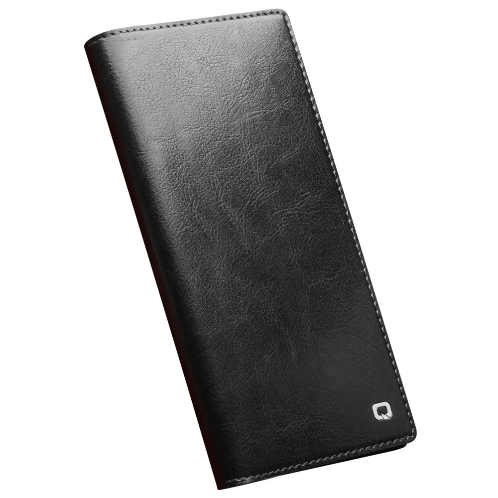 QIALINO For Samsung Galaxy S23 Ultra Shockproof Genuine Leather Phone Case Business Style Anti-Scratch Flip Cover Wallet Stand - Black - 5