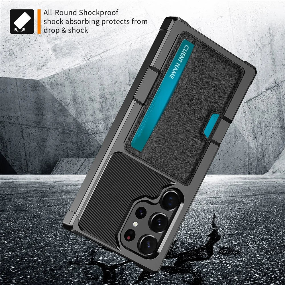For Samsung Galaxy S23 Ultra ZM02 Anti-drop Reinforced Corner Phone Case with Card Slot PU Leather + TPU Protective Back Cover - 4