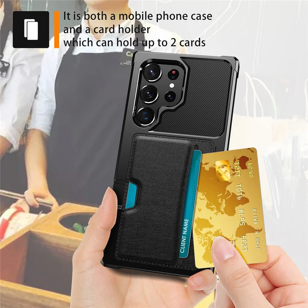 For Samsung Galaxy S23 Ultra ZM02 Anti-drop Reinforced Corner Phone Case with Card Slot PU Leather + TPU Protective Back Cover - 5