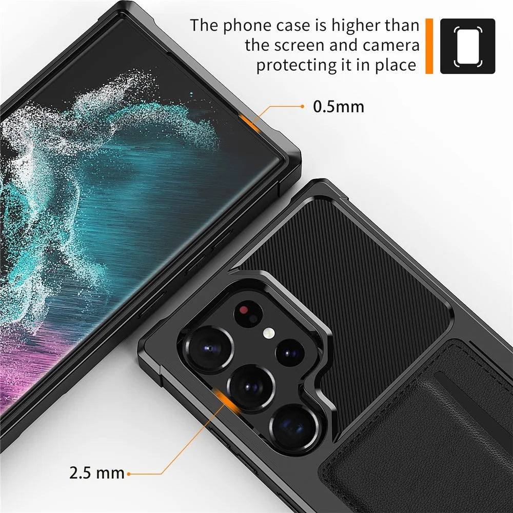 For Samsung Galaxy S23 Ultra ZM02 Anti-drop Reinforced Corner Phone Case with Card Slot PU Leather + TPU Protective Back Cover - 7