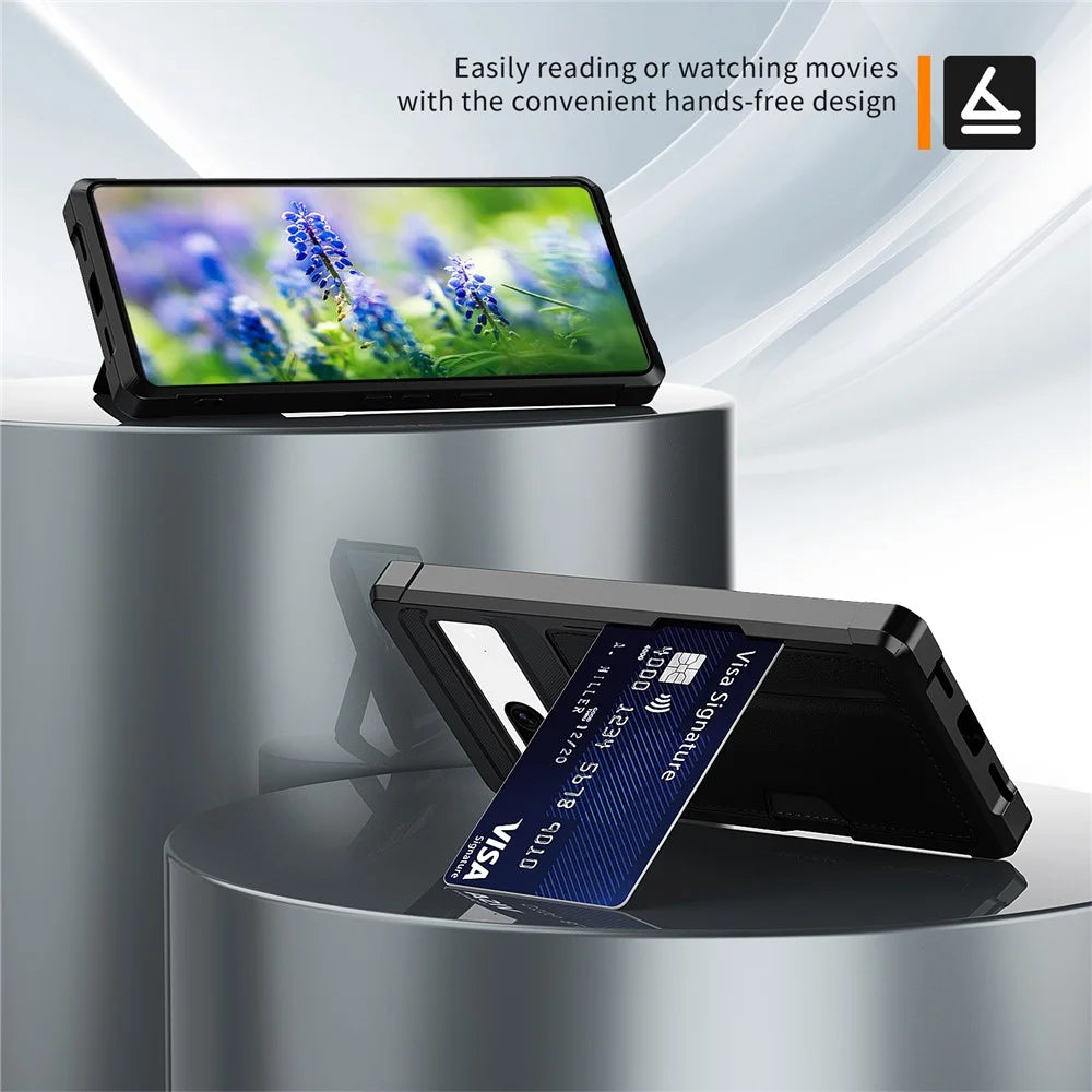 For Google Pixel 7 5G ZM02 Smartphone Case with Card Slot PU Leather + TPU Reinforced Corner Anti-scratch Cell Phone Back Cover - 3