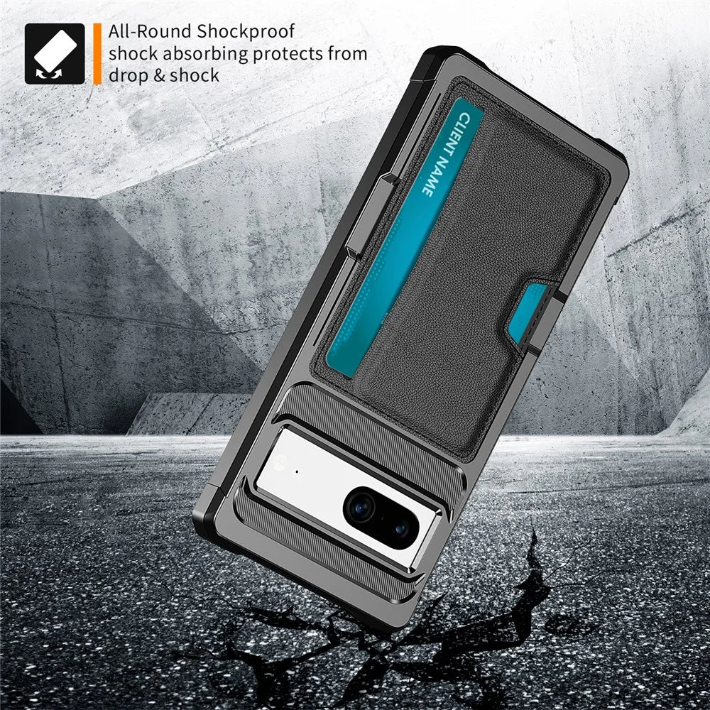 For Google Pixel 7 5G ZM02 Smartphone Case with Card Slot PU Leather + TPU Reinforced Corner Anti-scratch Cell Phone Back Cover - 4
