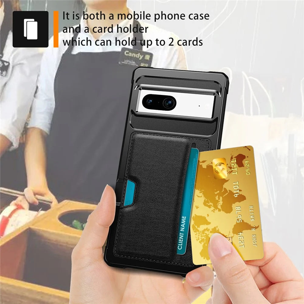 For Google Pixel 7 5G ZM02 Smartphone Case with Card Slot PU Leather + TPU Reinforced Corner Anti-scratch Cell Phone Back Cover - 5