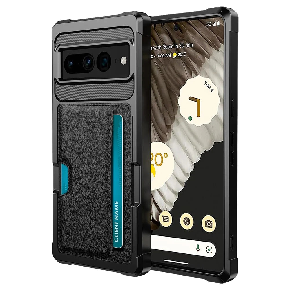 For Google Pixel 7 Pro 5G ZM02 Shockproof Reinforced Corner Phone Case with Card Slot PU Leather + TPU Anti-fall Phone Back Cover - 1