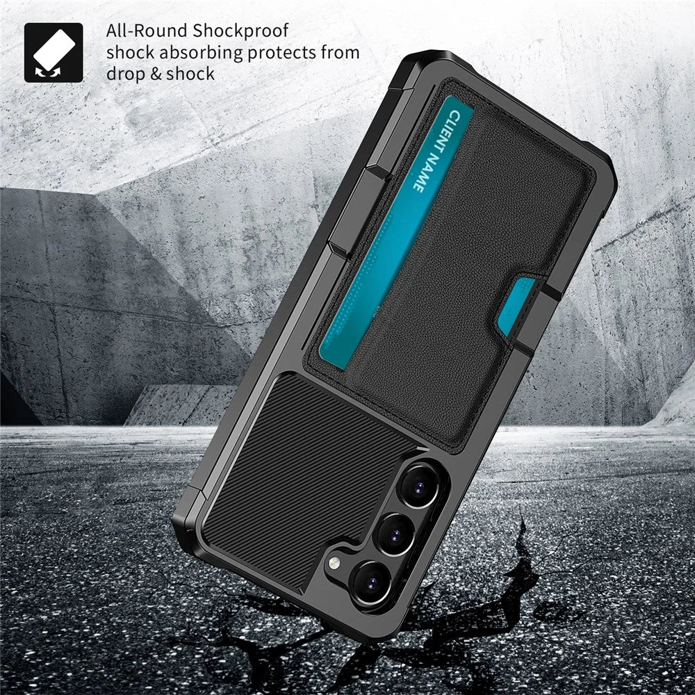 For Samsung Galaxy S23 ZM02 Anti-drop Reinforced Corner Protective Phone Case with Card Slot PU Leather + TPU Wear-resistant Phone Back Cover - 4
