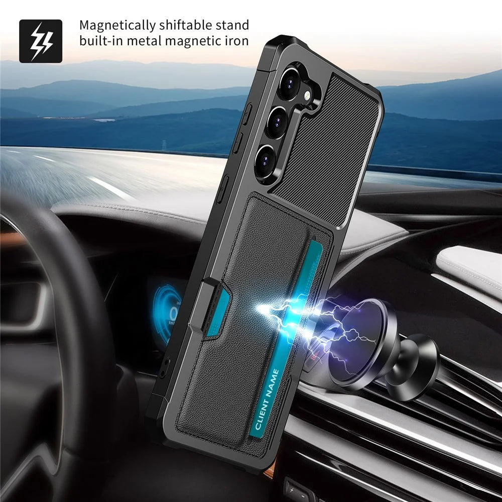 For Samsung Galaxy S23 ZM02 Anti-drop Reinforced Corner Protective Phone Case with Card Slot PU Leather + TPU Wear-resistant Phone Back Cover - 6