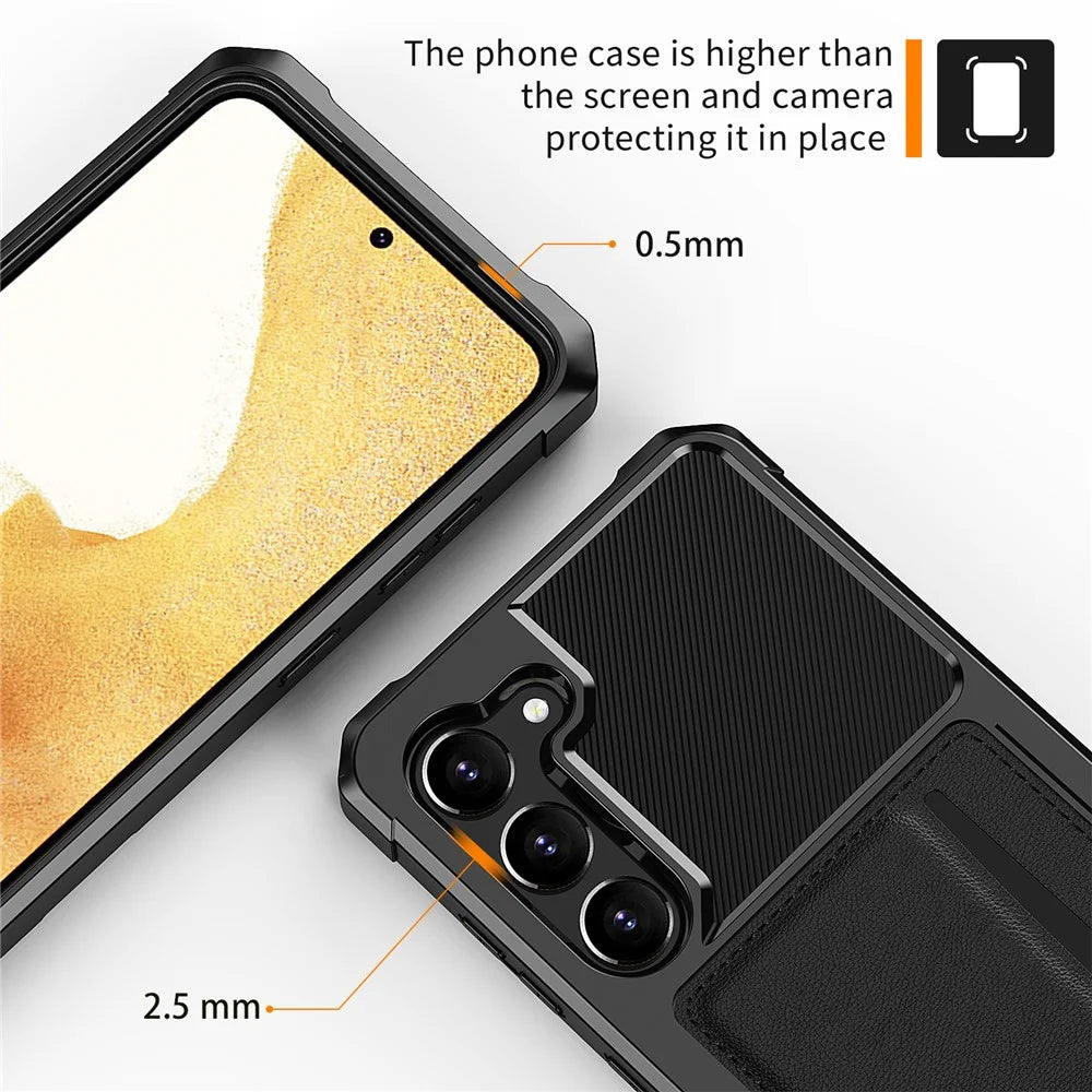 For Samsung Galaxy S23 ZM02 Anti-drop Reinforced Corner Protective Phone Case with Card Slot PU Leather + TPU Wear-resistant Phone Back Cover - 7