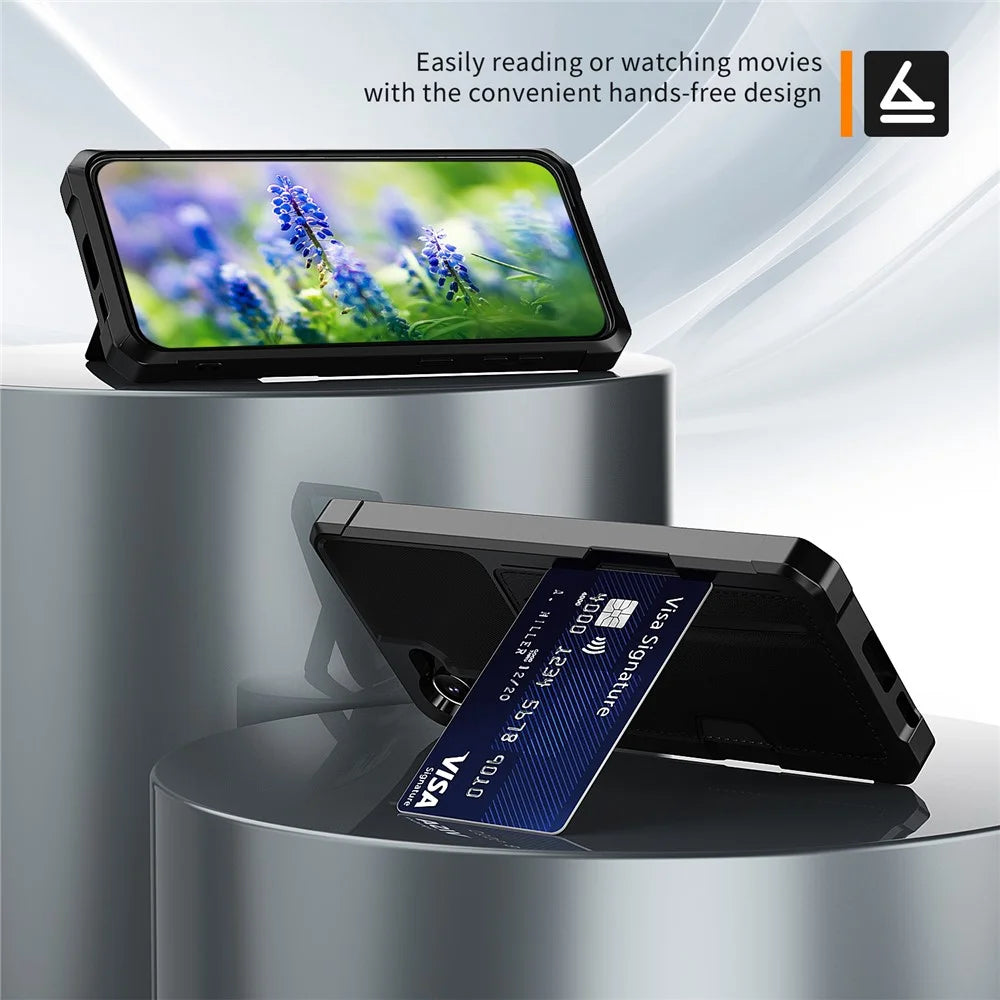 For Samsung Galaxy S23+ ZM02 Reinforced Corner Phone Cover with Card Slot PU Leather + TPU Anti-fall Mobile Phone Case - 3