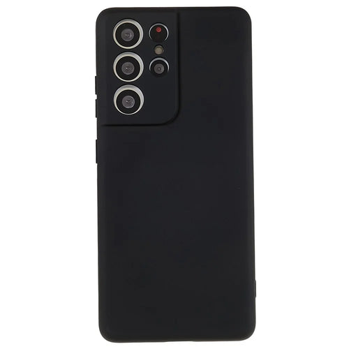 For Samsung Galaxy S21 Ultra 5G Soft TPU Phone Case Liquid Silicone Texture Arc Edge 2.0mm Thick Anti-Scratch Cover - Black - 1