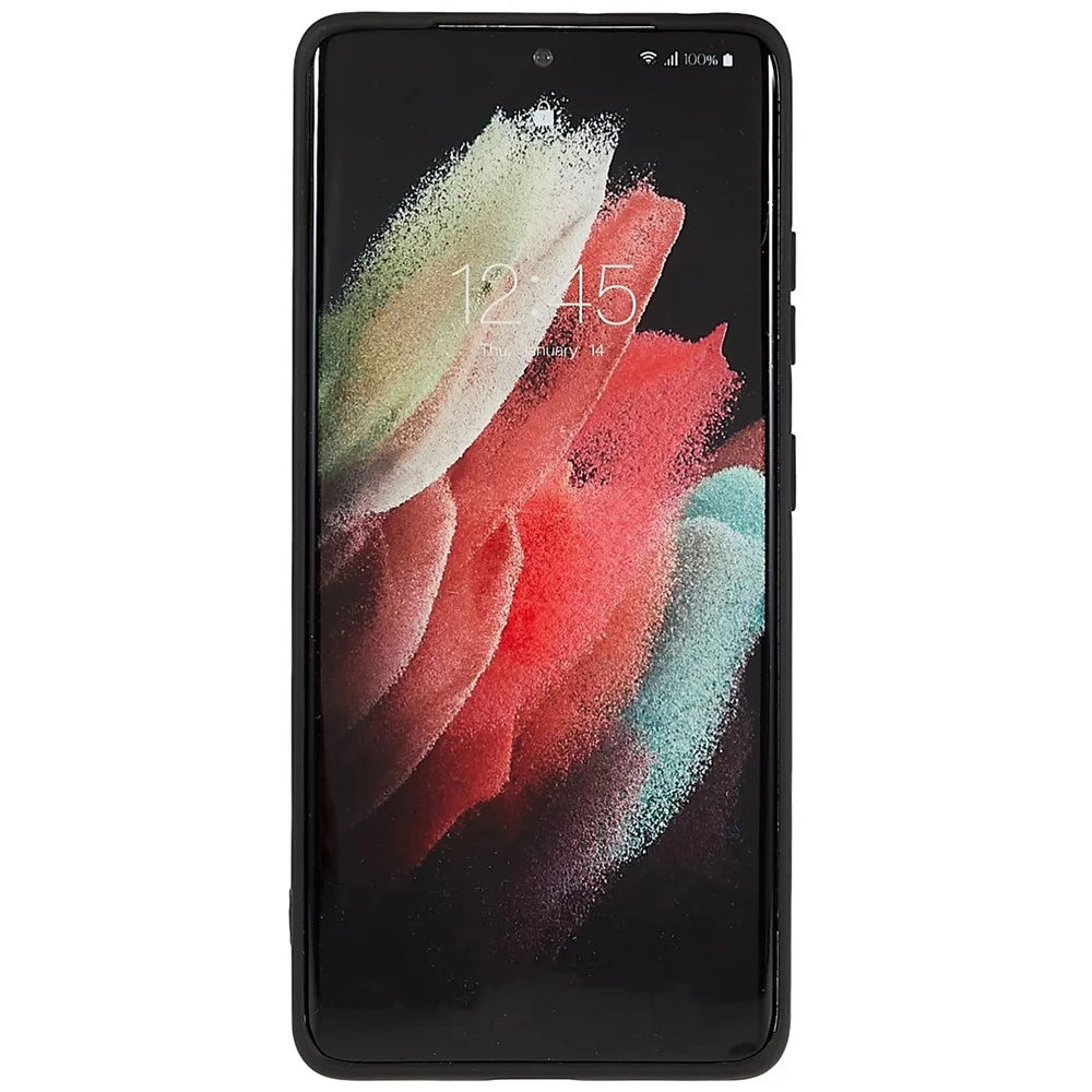 For Samsung Galaxy S21 Ultra 5G Soft TPU Phone Case Liquid Silicone Texture Arc Edge 2.0mm Thick Anti-Scratch Cover - Black - 3