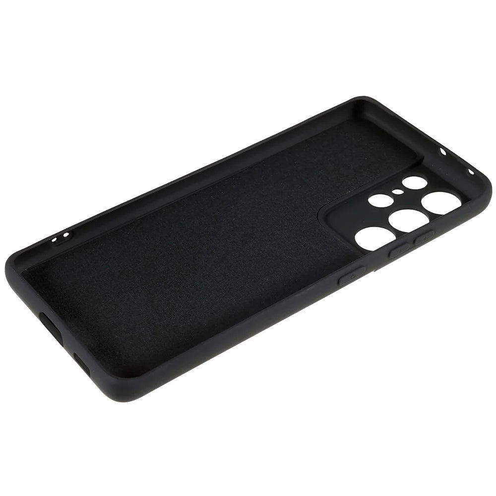 For Samsung Galaxy S21 Ultra 5G Soft TPU Phone Case Liquid Silicone Texture Arc Edge 2.0mm Thick Anti-Scratch Cover - Black - 6