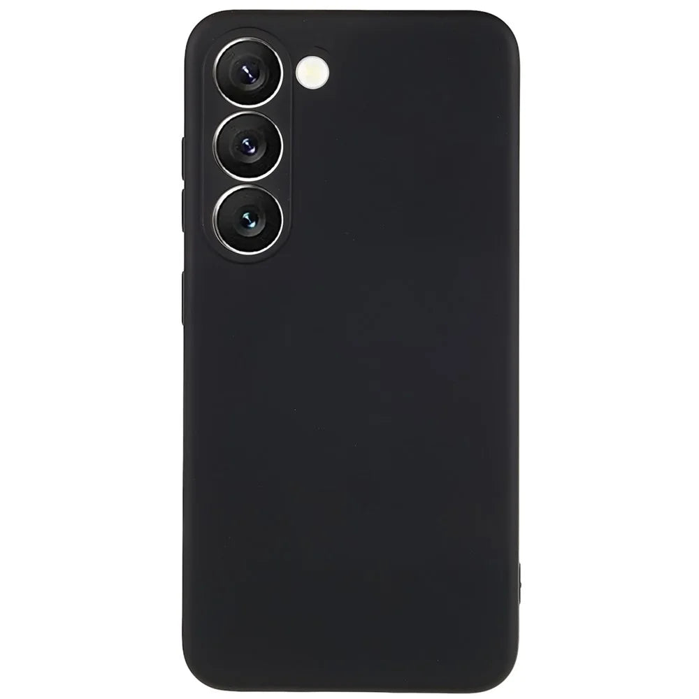For Samsung Galaxy S23 Liquid Silicone Texture Soft TPU Phone Case Arc Edge 2.0mm Thick Drop Protection Back Cover - Black - 1