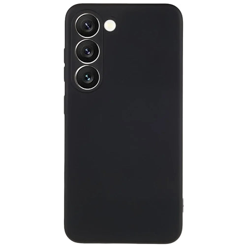 For Samsung Galaxy S23 Liquid Silicone Texture Soft TPU Phone Case Arc Edge 2.0mm Thick Drop Protection Back Cover - Black - 1