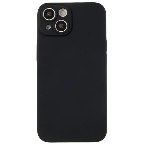 For iPhone 14 Plus Precise Cutout Camera Protection Phone Case Liquid Silicone Texture Soft TPU Arc Edge 2.0mm Thick Shockproof Cover - Black - 1