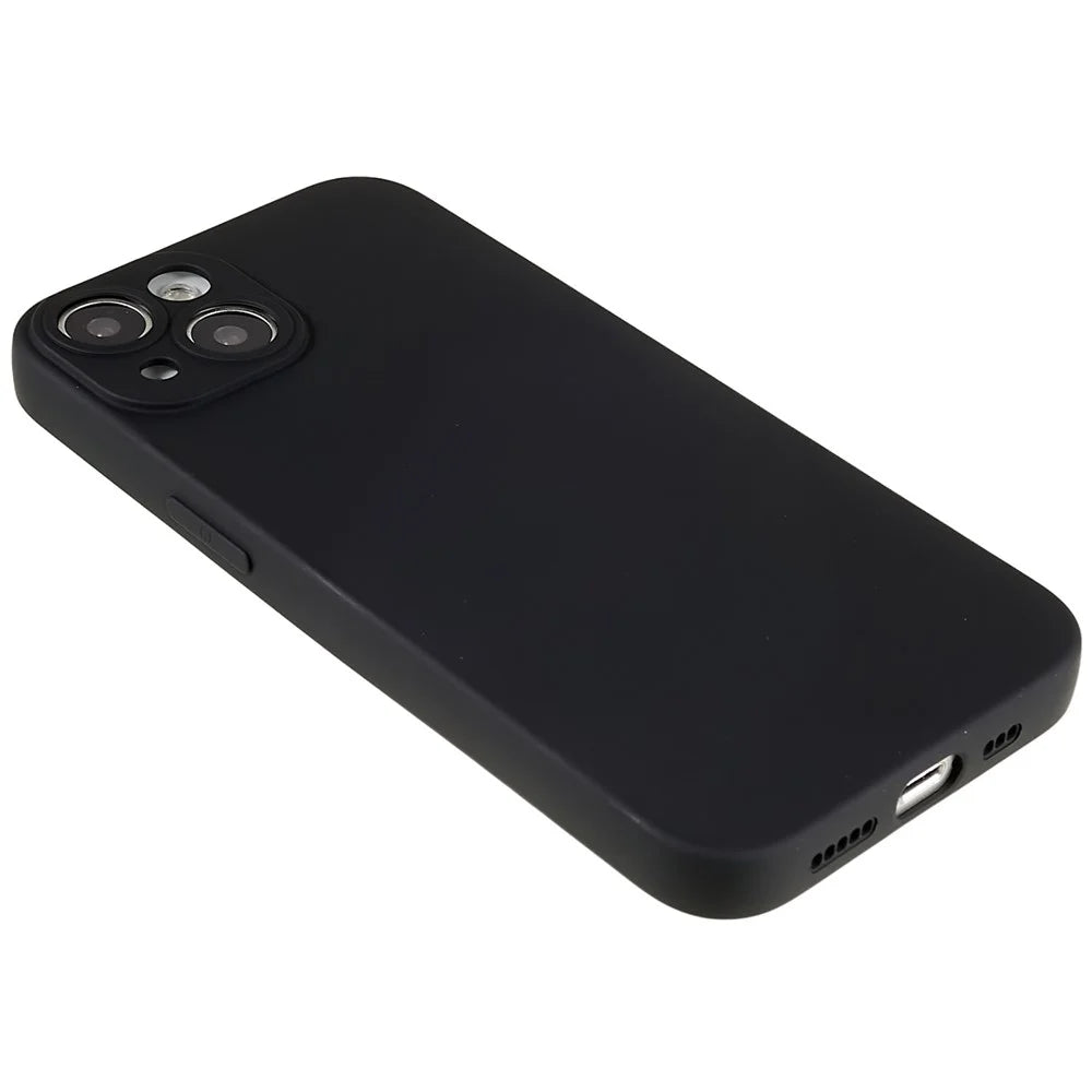 For iPhone 14 Plus Precise Cutout Camera Protection Phone Case Liquid Silicone Texture Soft TPU Arc Edge 2.0mm Thick Shockproof Cover - Black - 5