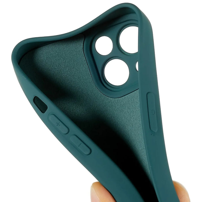 For iPhone 14 Liquid Silicone Texture Soft Touch TPU Case 2.0mm Thick Precise Cutout Camera Protection Arc Edge Phone Cover - Midnight Green - 4