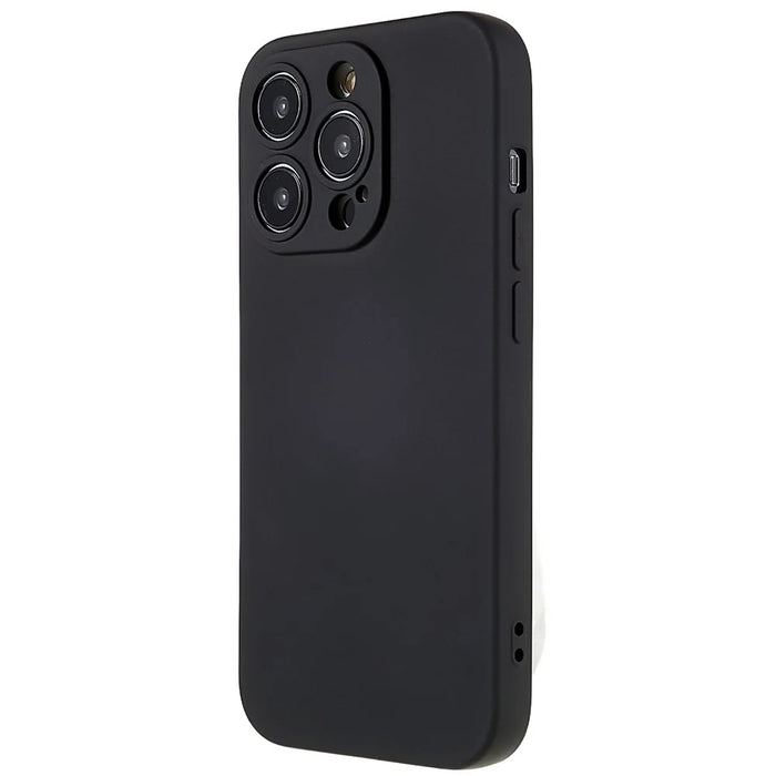 For iPhone 14 Pro Max Precise Cutout Liquid Silicone Texture Back Case Arc Edge  2.0mm Thick TPU Anti-Scratch Phone Cover - Black - 2