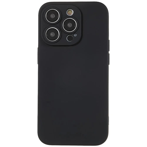 For iPhone 14 Pro Soft TPU 2.0mm Thick Shockproof Phone Case Liquid Silicone Texture Arc Edge Precise Cutout Cover - Black - 1