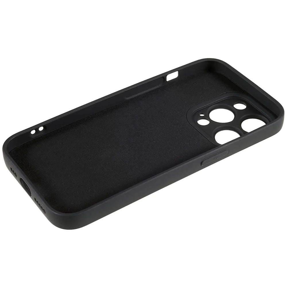 For iPhone 14 Pro Soft TPU 2.0mm Thick Shockproof Phone Case Liquid Silicone Texture Arc Edge Precise Cutout Cover - Black - 6