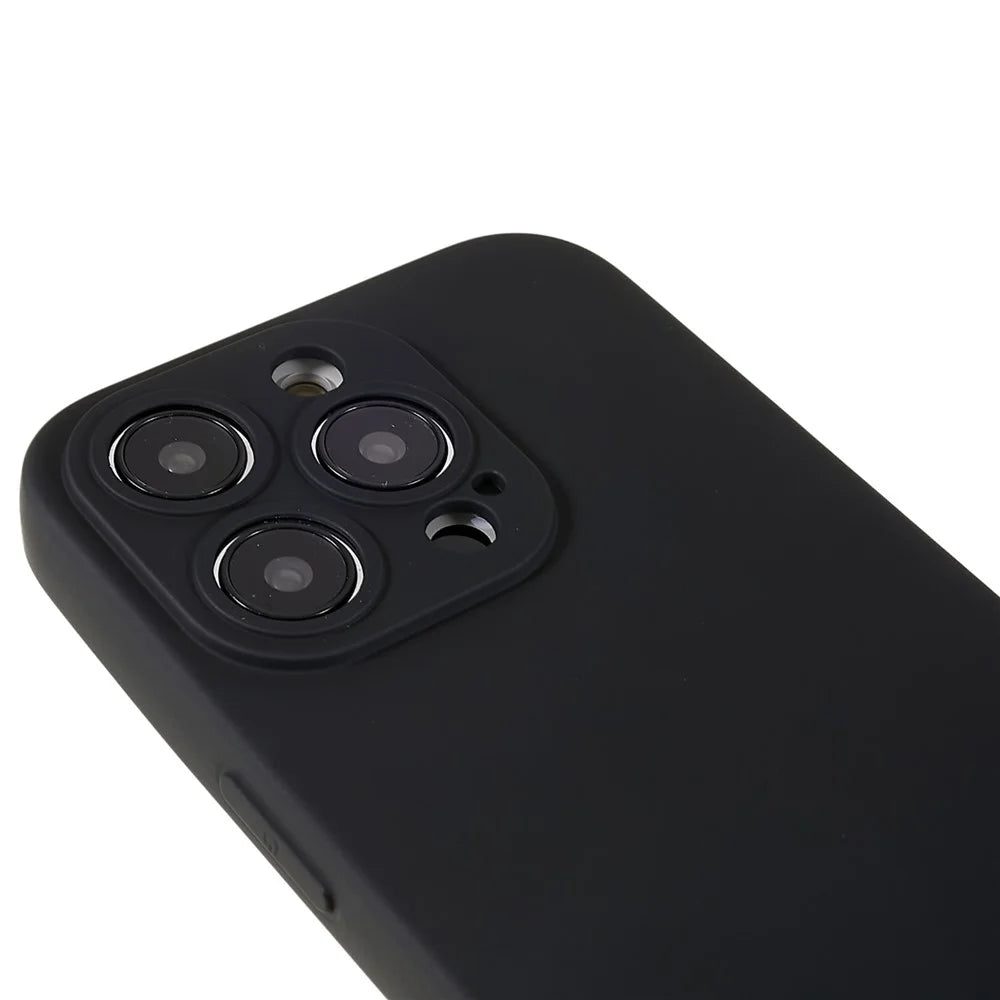 For iPhone 14 Pro Soft TPU 2.0mm Thick Shockproof Phone Case Liquid Silicone Texture Arc Edge Precise Cutout Cover - Black - 7