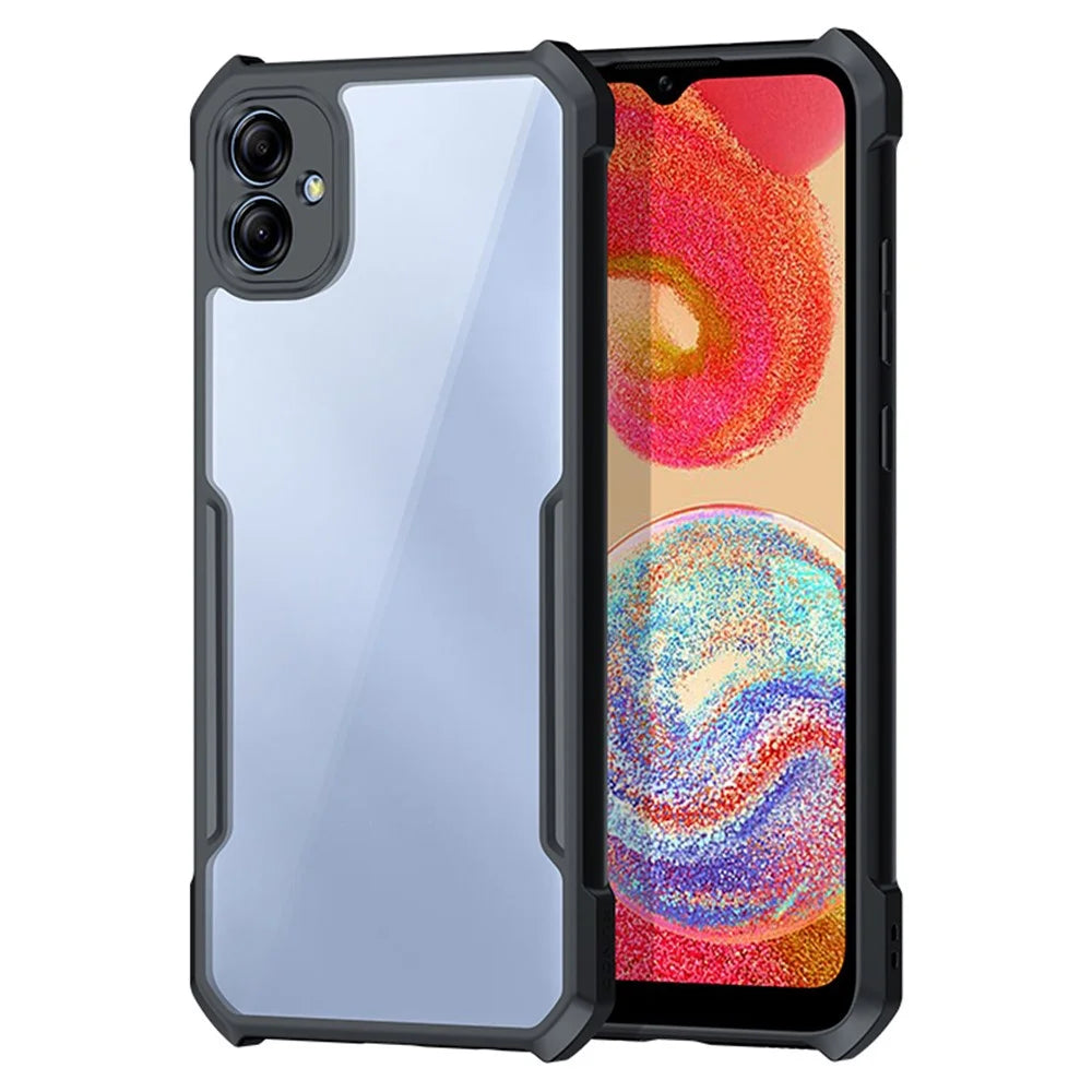 XUNDD For Samsung Galaxy A04e 4G / F04 4G / M04 4G Mobile Phone Back Cover Acrylic + TPU Anti-scratch Cell Phone Case - Black - 1