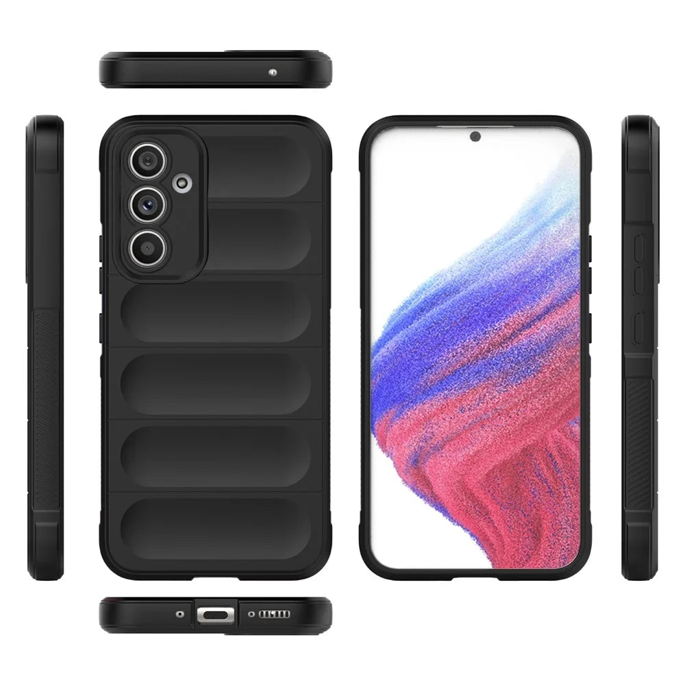 For Samsung Galaxy A54 5G Rugged Back Drop-proof Cell Phone Case Flexible TPU Protective Cover - Black - 6