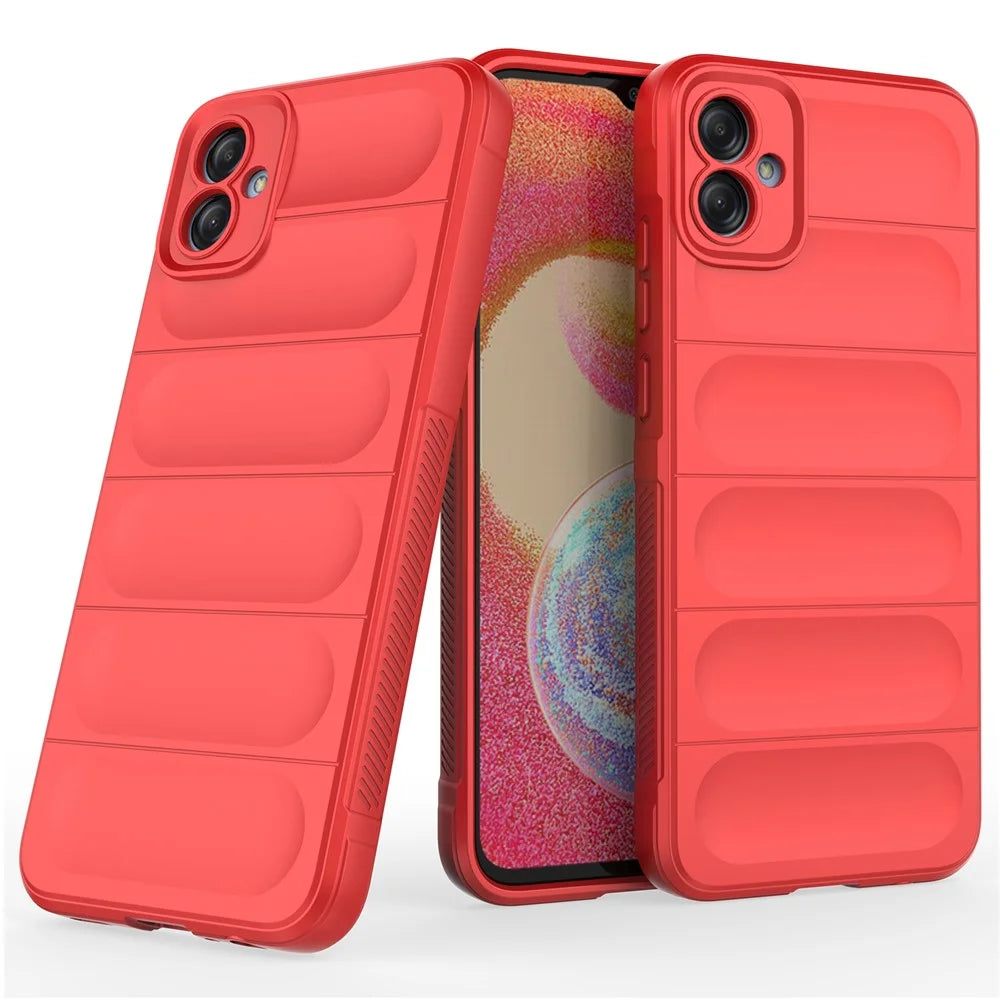 For Samsung Galaxy A04e 4G / F04 4G / M04 4G Soft Rugged Back Cover Anti-scratch Drop-proof Phone Protective Case - Red - 6