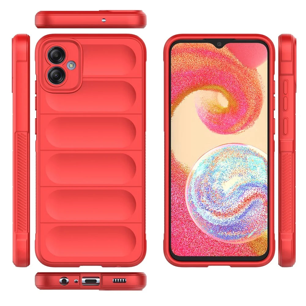 For Samsung Galaxy A04e 4G / F04 4G / M04 4G Soft Rugged Back Cover Anti-scratch Drop-proof Phone Protective Case - Red - 7