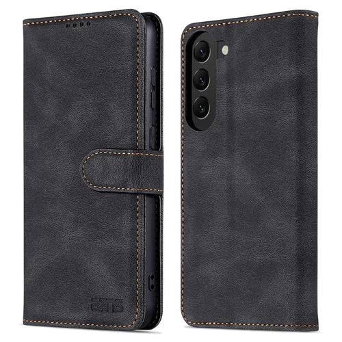 AZNS For Samsung Galaxy S23+ PU Leather Shockproof Phone Case Wallet Stand Folio Flip Cover - Black - 1