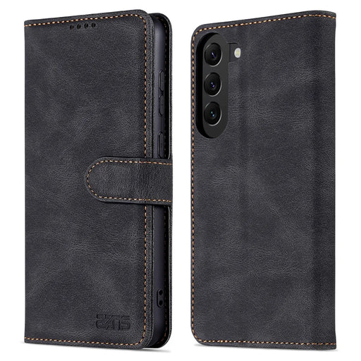 AZNS For Samsung Galaxy S23+ PU Leather Shockproof Phone Case Wallet Stand Folio Flip Cover - Black - 1