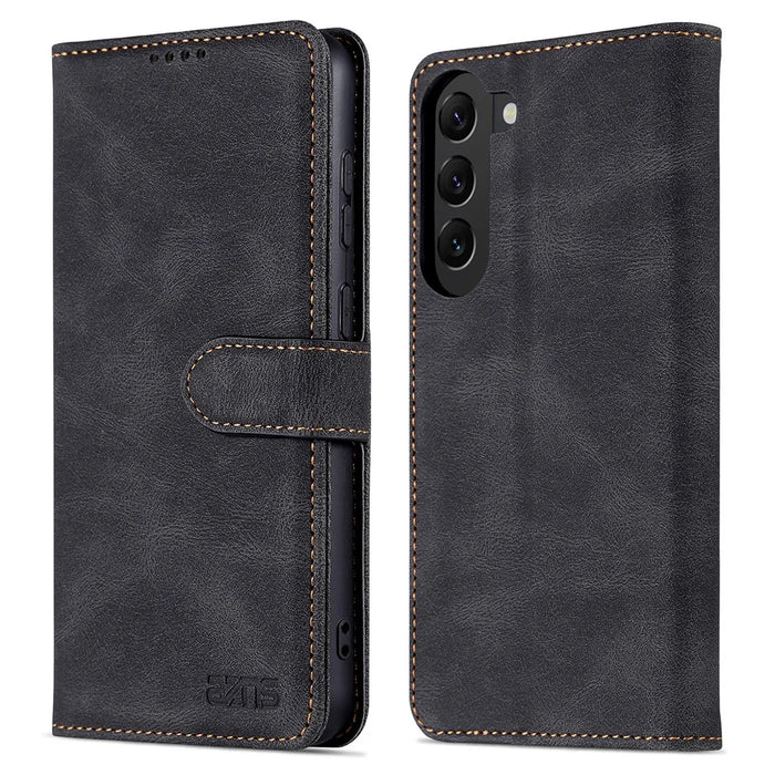AZNS For Samsung Galaxy S23+ PU Leather Shockproof Phone Case Wallet Stand Folio Flip Cover - Black - 1
